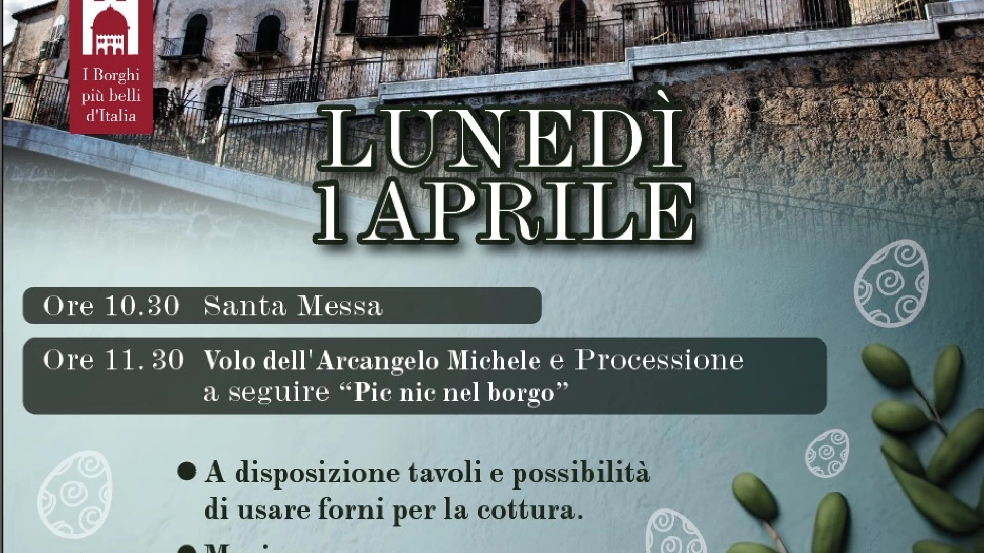 Fornelli: appuntamento con la Pasquetta al Borgo per lunedì 1 aprile. Si ripetera’ il volo dell’arcangelo Michele.